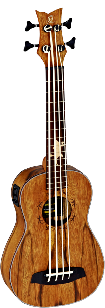 Die Ortega Bass Ukulele aus der Lizard Serie mit einem Griffbrett aus Jatoba Holz